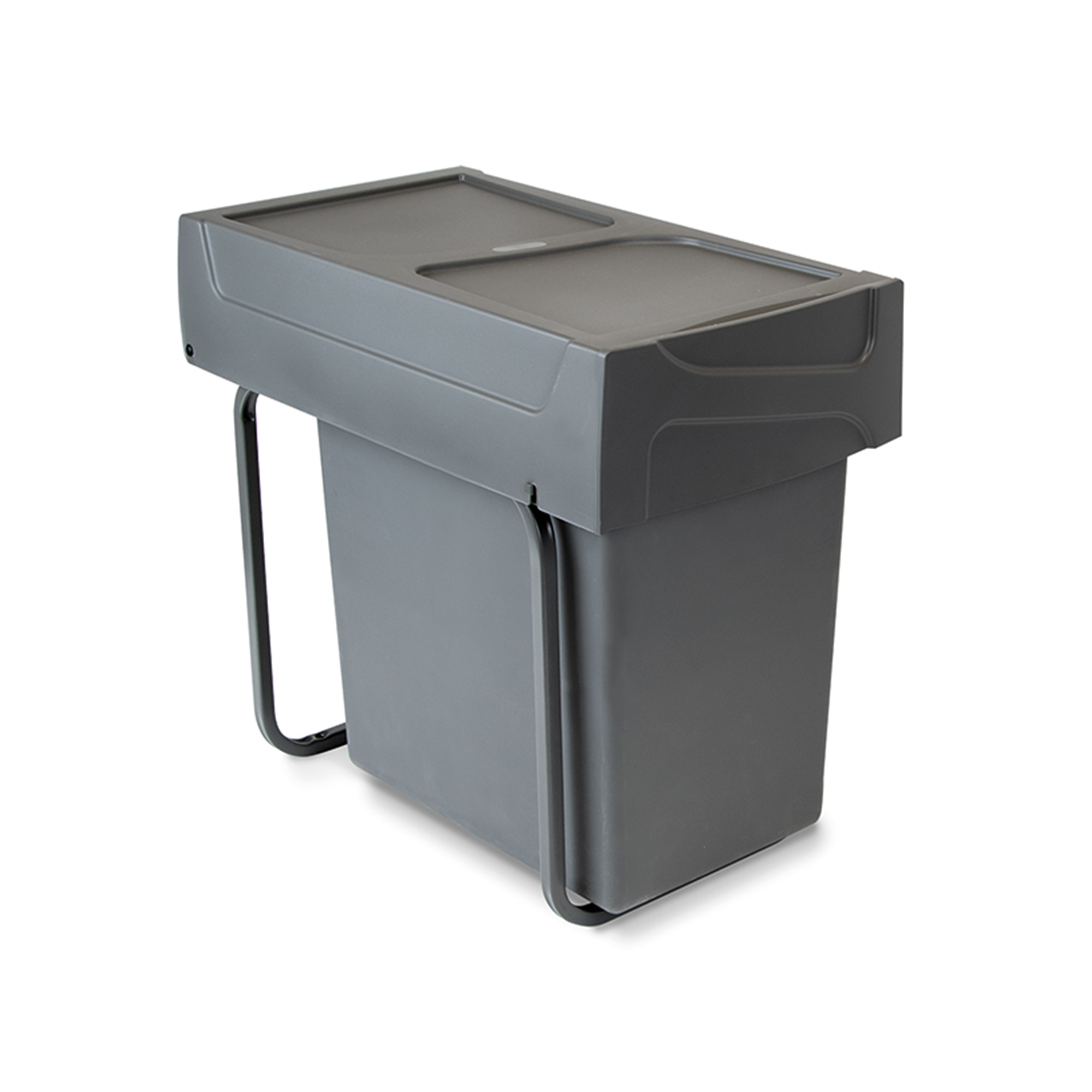 Poubelle de recyclage de 20L Recycle pour la cuisine, fixation inférieure  et extraction manuel., Plastique gris antracite.